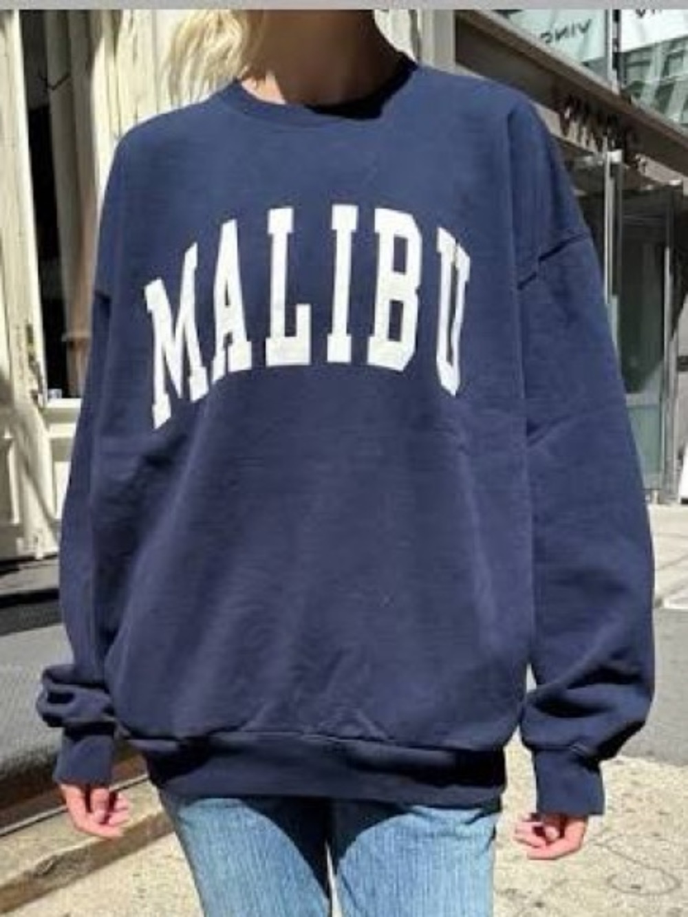 Brandy Melville Erica Malibu Navy Crewneck Sweater